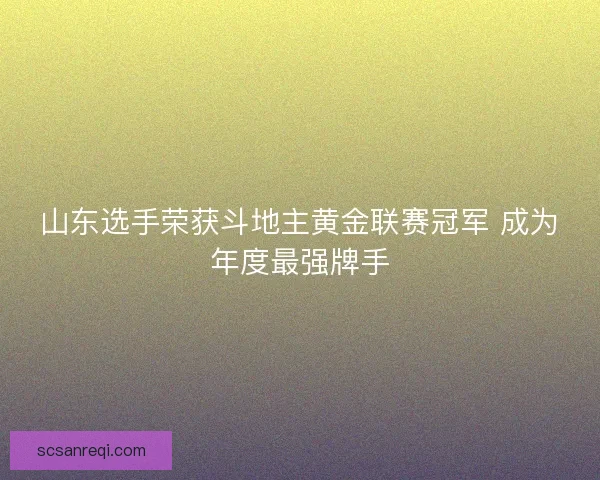 山东选手荣获斗地主黄金联赛冠军 成为年度最强牌手 山东选手荣获斗地主黄金联赛冠军 成为年度最强牌手